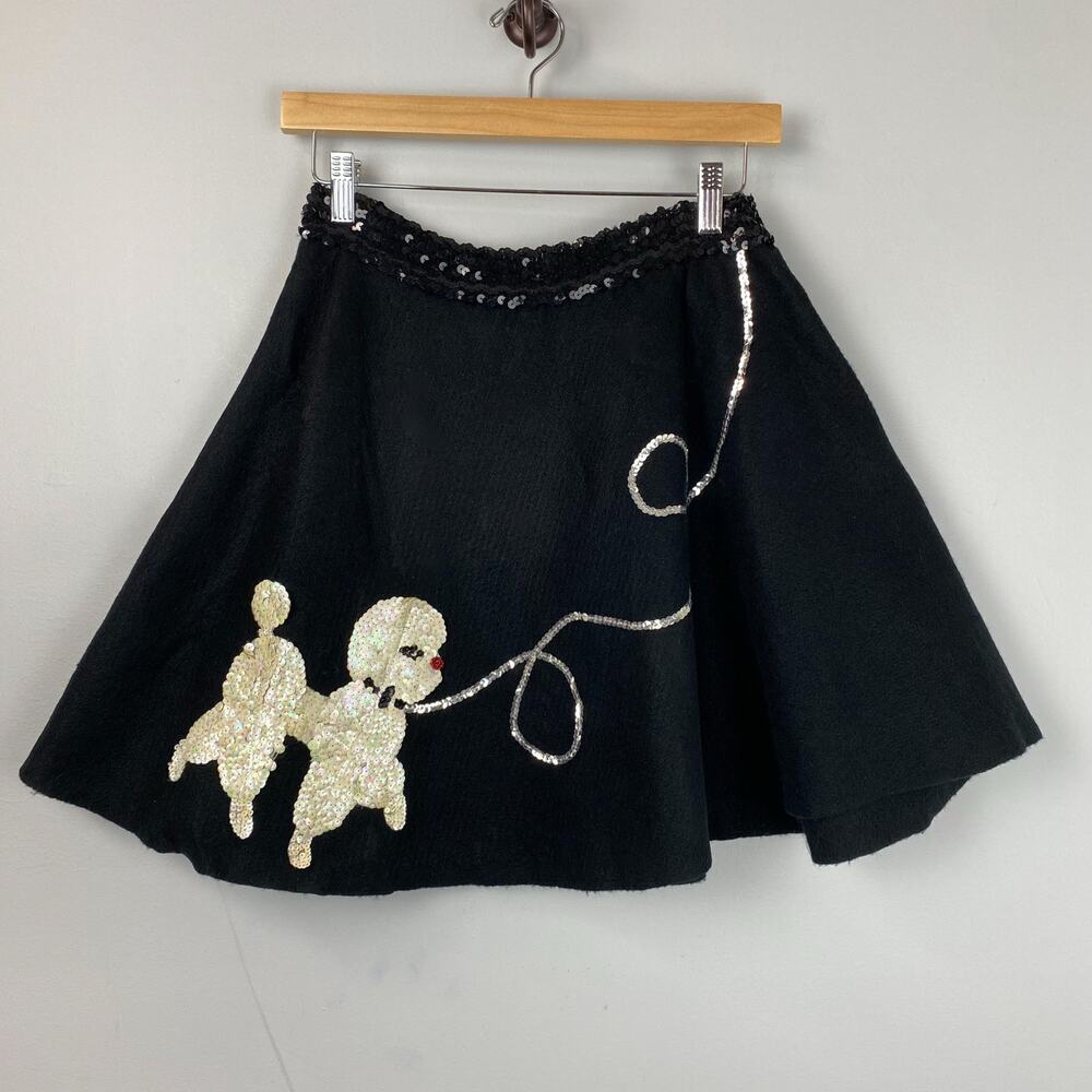 Handmade Retro 1950s Style Black Mini Poodle Skirt Small